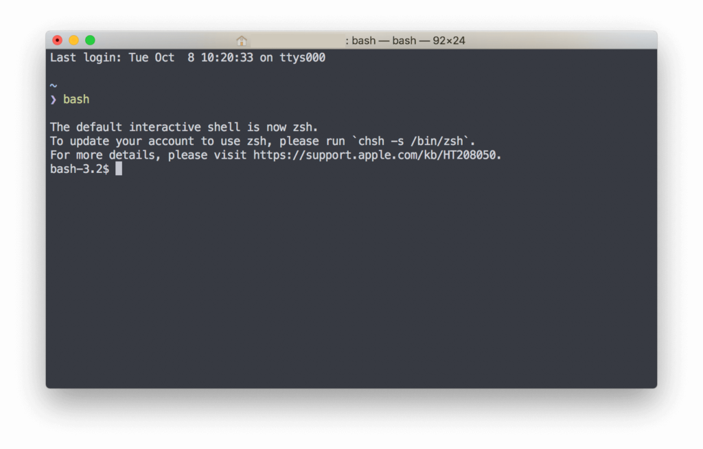 catalinaのzshターミナル